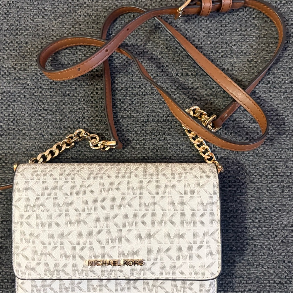 Michael Kors Tan and Cream Crossbody Bag
